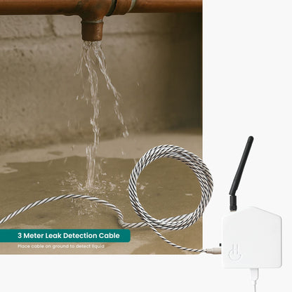 3 meter leak detection cable with water leakage on a concrete floor